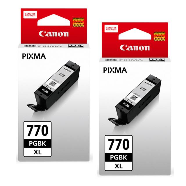 Canon 佳能 PGI-770XL-BK 原廠黑色高容量墨水匣(2黑)(適用:MG5770、MG6870、MG7770)