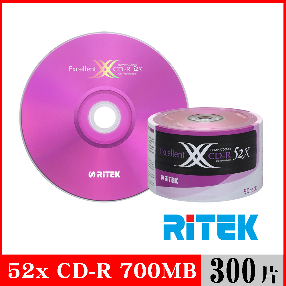 RIDATA 錸德 RITEK 52x CD-R 700MB X版/300片裸裝