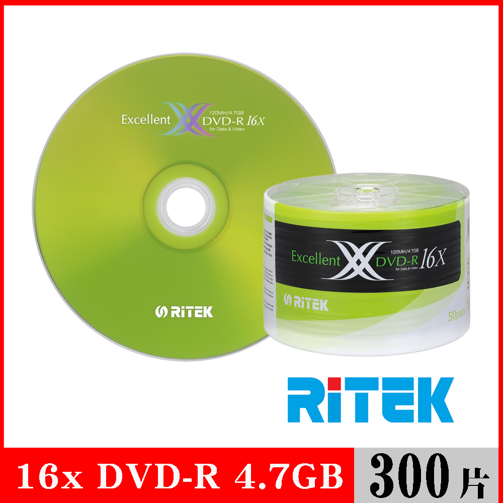 RIDATA 錸德 RITEK 16x DVD-R 4.7GB X版/300片裸裝