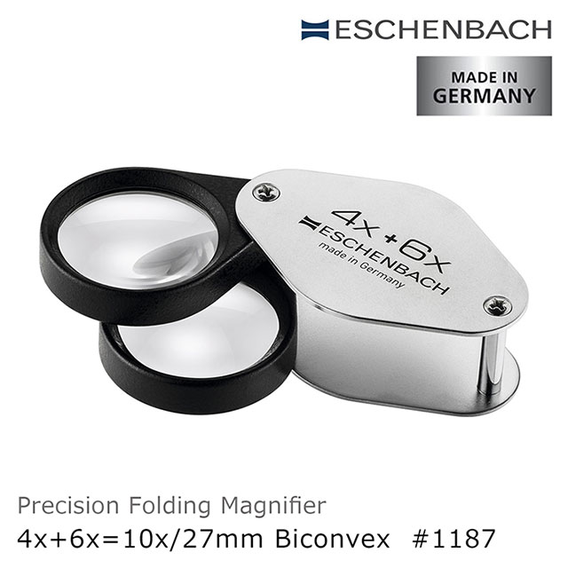 Eschenbach 宜視寶 4x+6x=10x/27mm 德國製金屬殼雙鏡式攜帶型放大鏡 1187