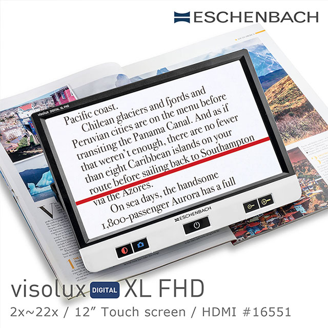Eschenbach 宜視寶 2x-22x 12吋高畫質HDMI觸控可攜式擴視機 16551 電子式放大鏡 壯年熟齡學習工具