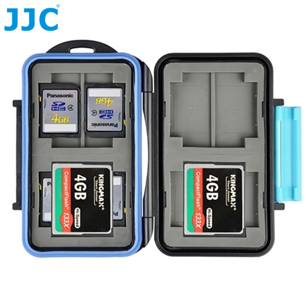 JJC 防潑水防撞4張CF.8張SD記憶卡儲存盒(可存12張記憶卡收納盒)SDHC記憶卡保存盒SDXC記憶卡保護盒