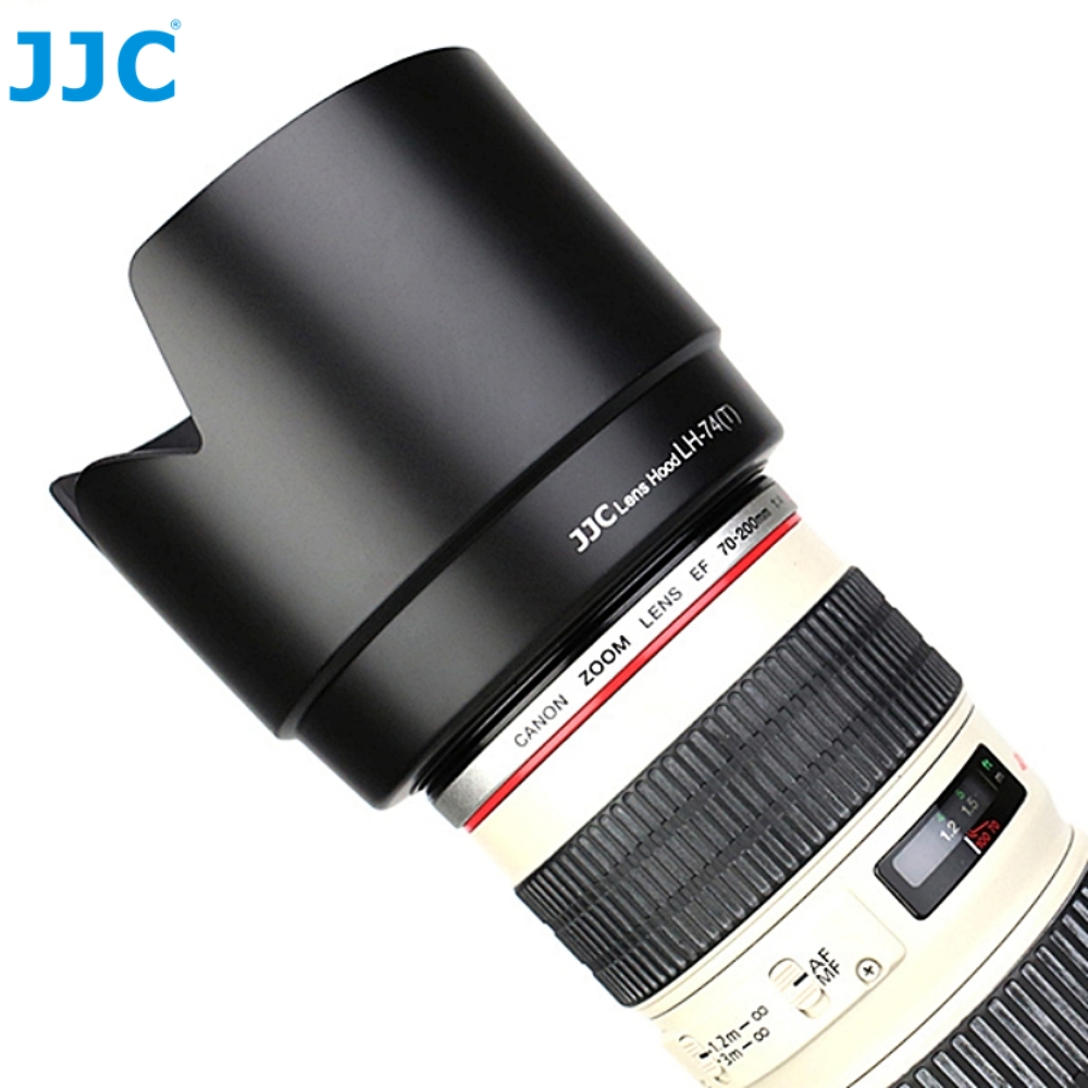 JJC 副廠Canon遮光罩ET-74遮光罩LH-74(T)BLACK(蓮花瓣型,黑色)可反裝相容Canon原廠遮光罩ET74遮光罩太陽罩