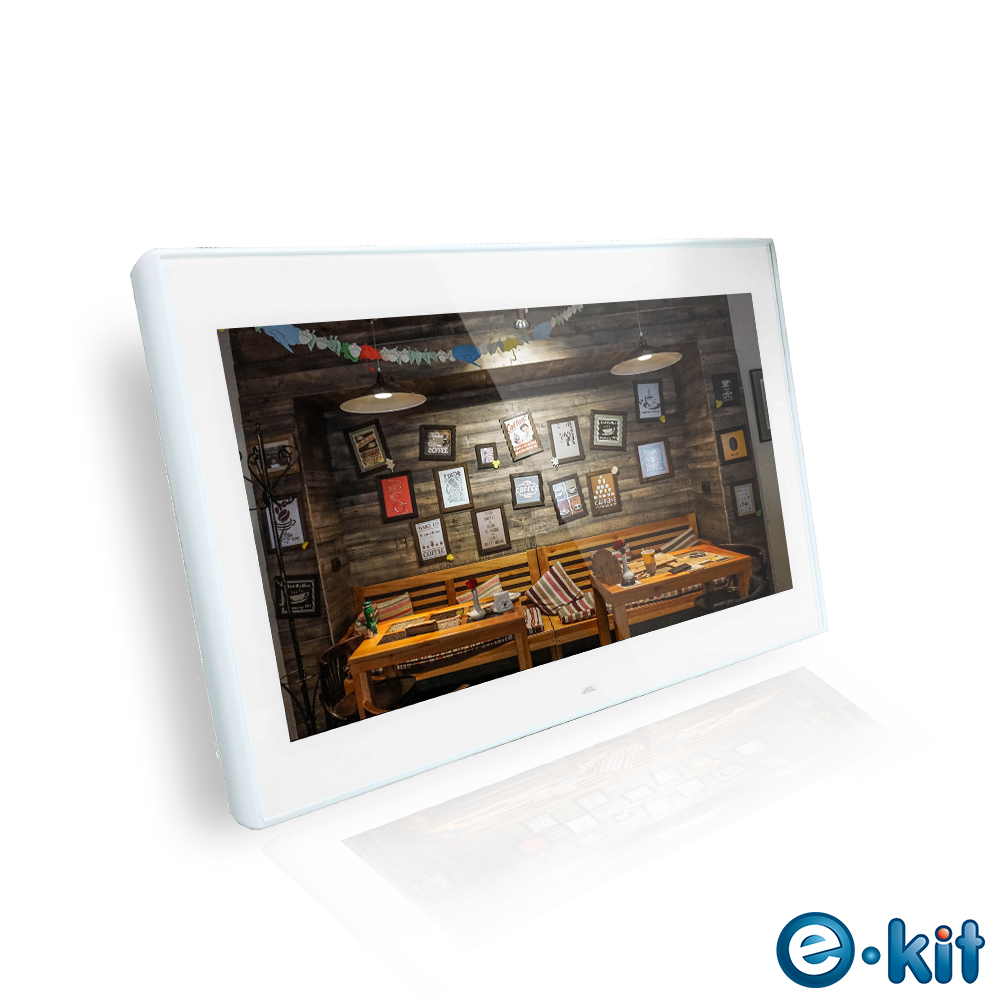 e-Kit 逸奇 10吋防刮鏡面數位相框-白色款 DF-G20-W