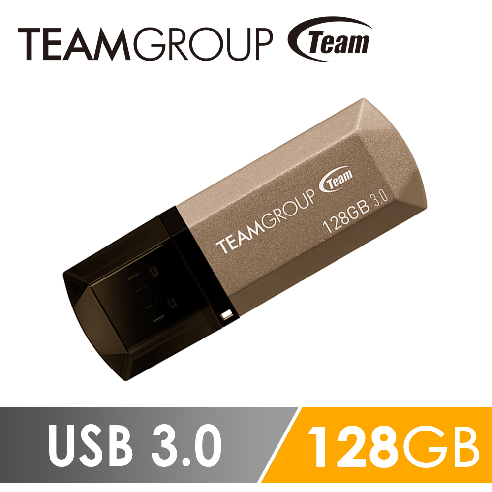 Team 十銓 原廠提供終身保固 USB3.0 C155璀璨星砂碟-琥珀金-128GB