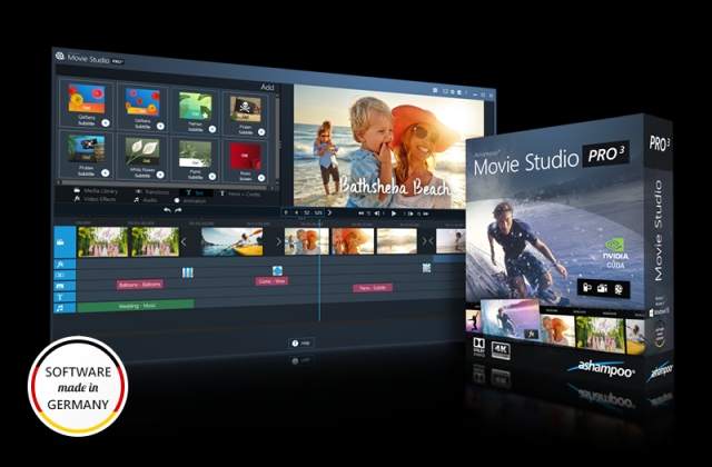 Ashampoo  Movie Studio Pro 3 - 全新製作影片和剪輯大師軟體含 4K 最大解析度Dolby 5.1 和高速轉換 (多國語言下載版) 