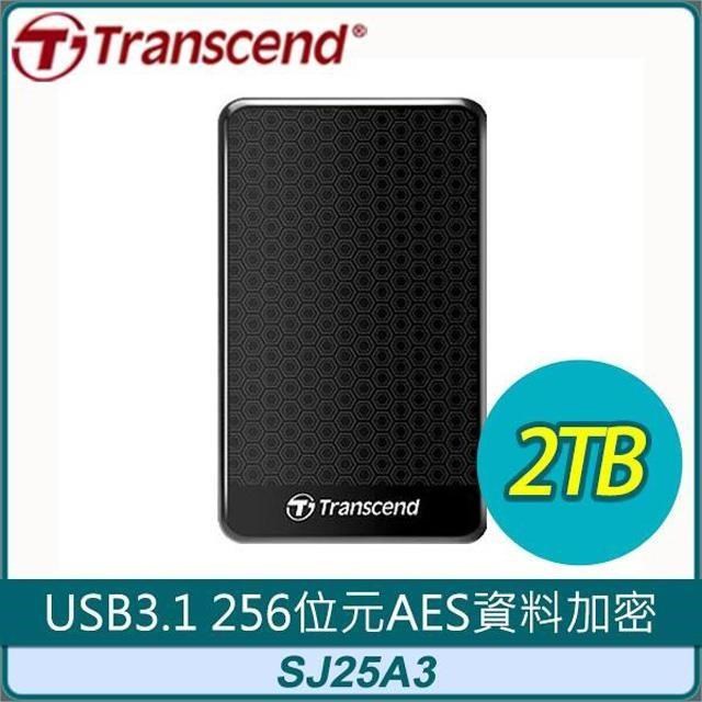 Transcend 創見 Storejet 25A3K 2TB USB3.1 2.5吋 抗震硬碟《黑》TS2TSJ25A3K