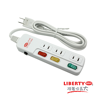 LIBERTY 利百代 3切3座2孔過載保護延長線1.8m LB-33206
