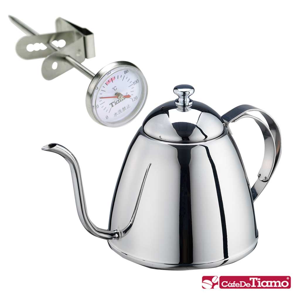 Tiamo 3031 不鏽鋼細口壼-0.9L (HA8401)+二用溫度計(HK0434)