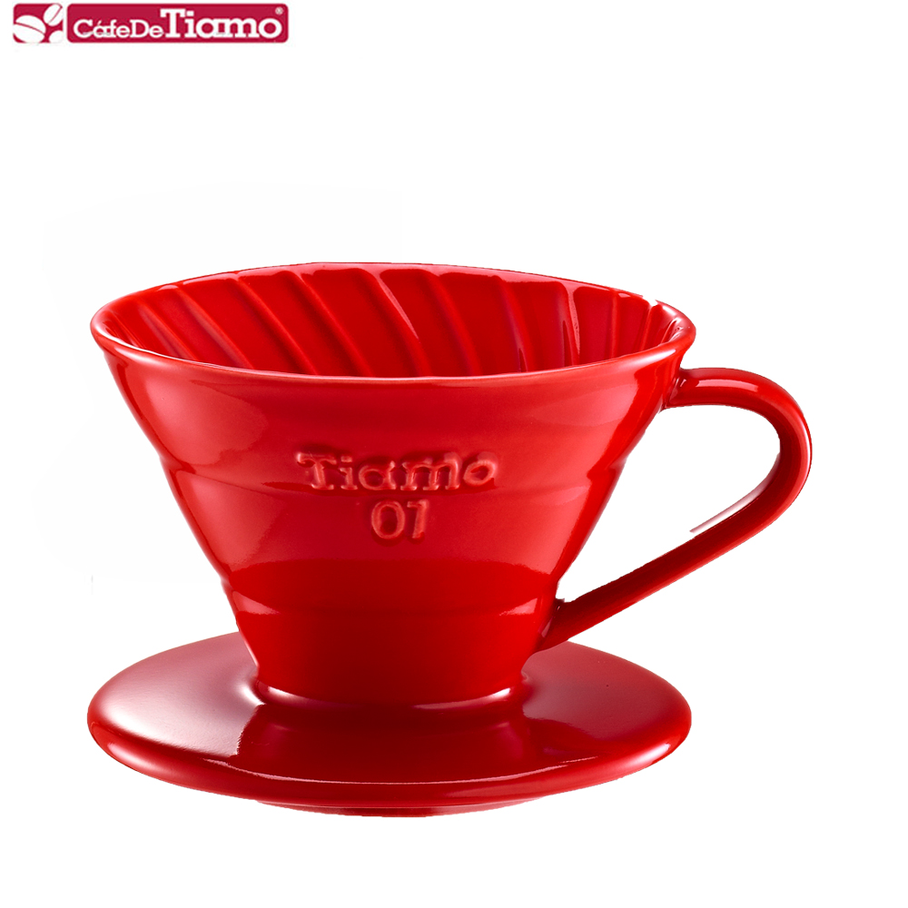 Tiamo V01 螺旋陶瓷濾杯組1-2杯份-紅色(HG5537R)（其他規格）