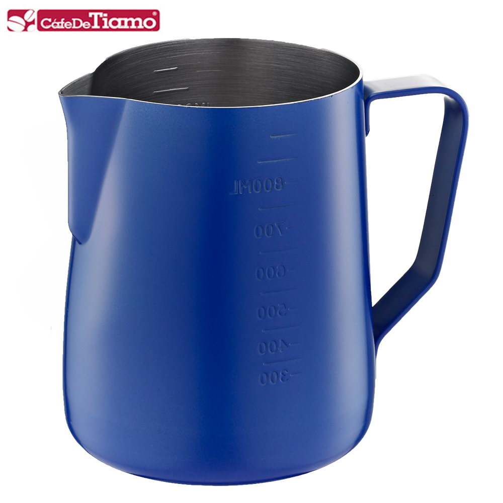 Tiamo 專業內外刻度不鏽鋼拉花杯950cc-不沾塗層(HC7088)