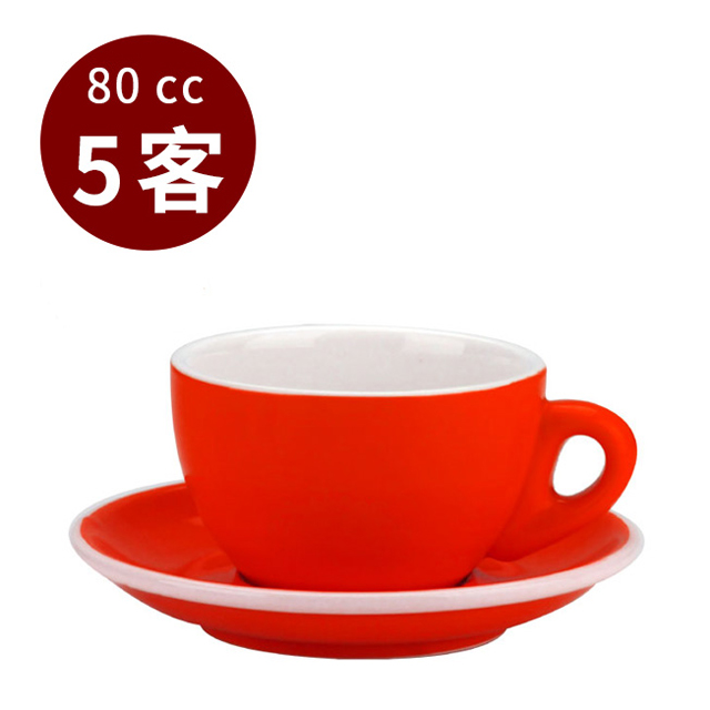 Tiamo 37號蛋形濃縮杯盤組5客 80cc-紅色(HG0858R)