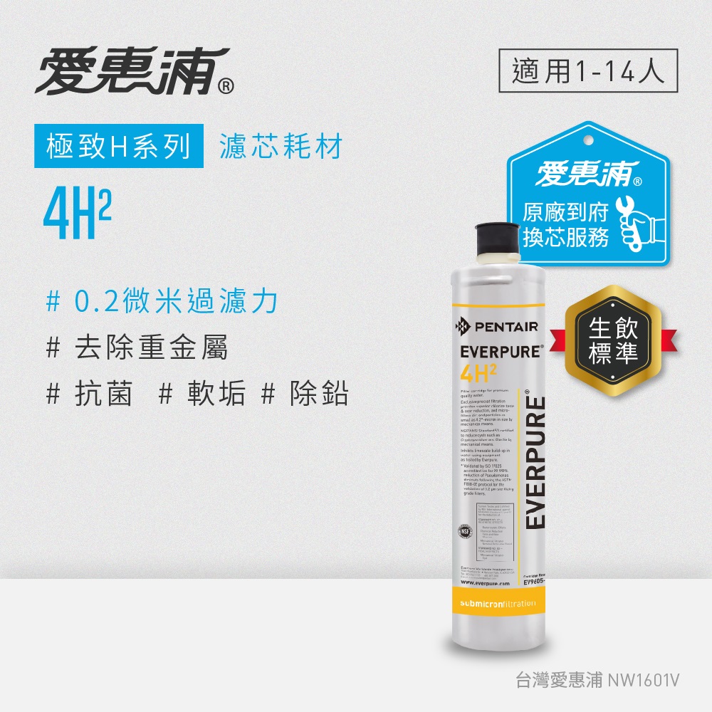 EVERPURE 愛惠浦 4H2活性碳濾芯(到府更換)可取代4KPLUS/BH2濾芯