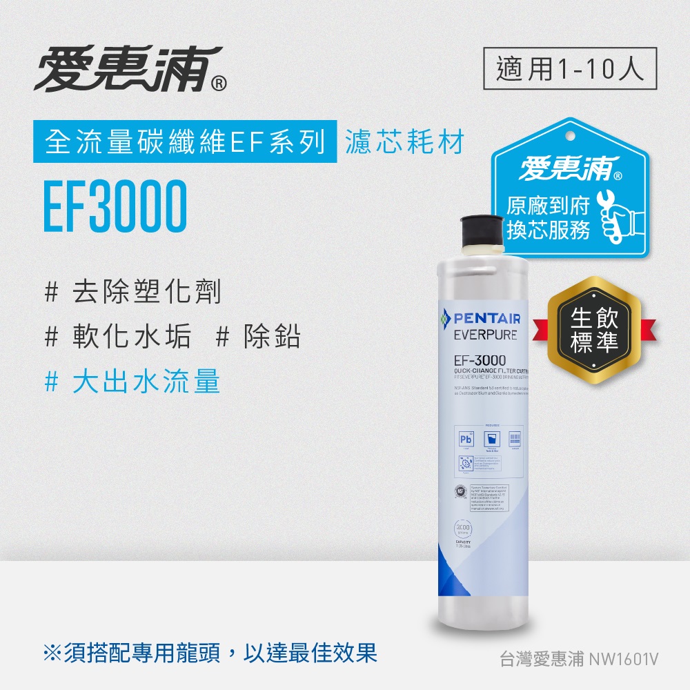 EVERPURE 愛惠浦 EF3000碳纖活性碳濾芯(到府更換)