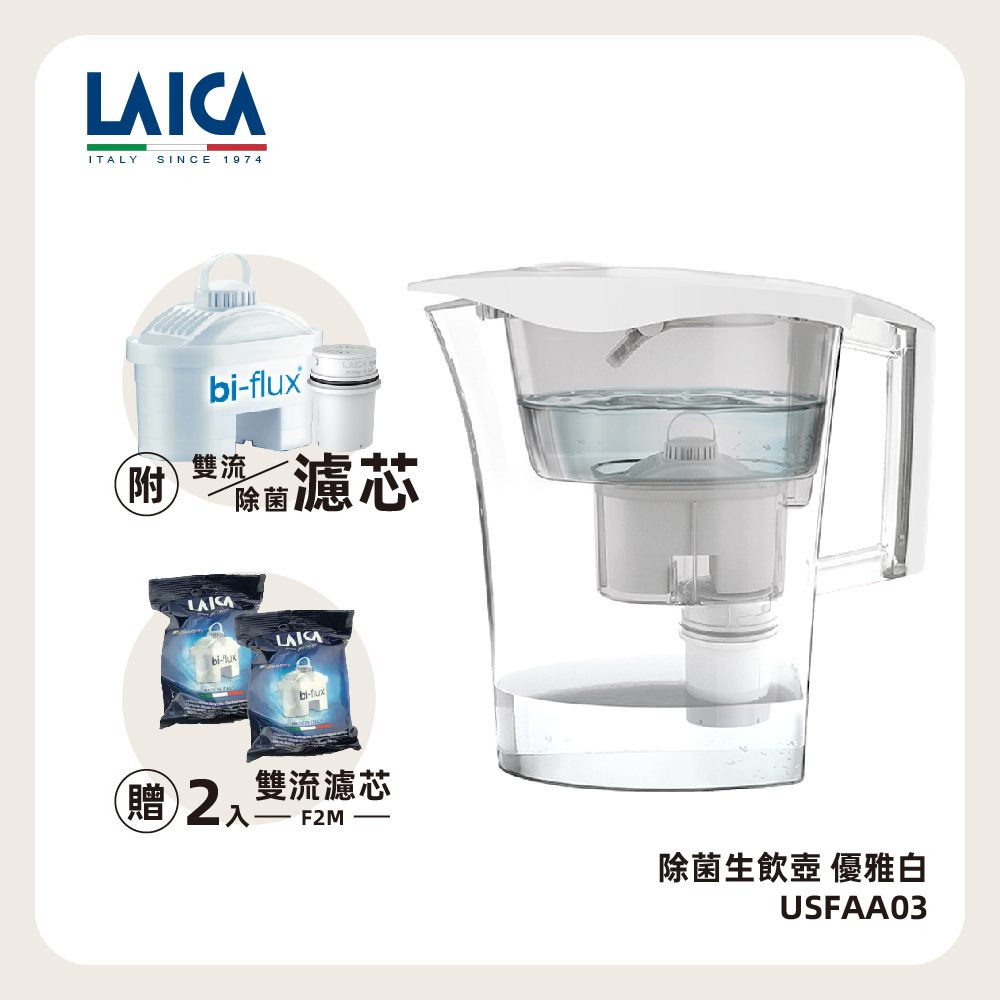 LAICA 萊卡 2.8L 除菌生飲濾水壺 三色