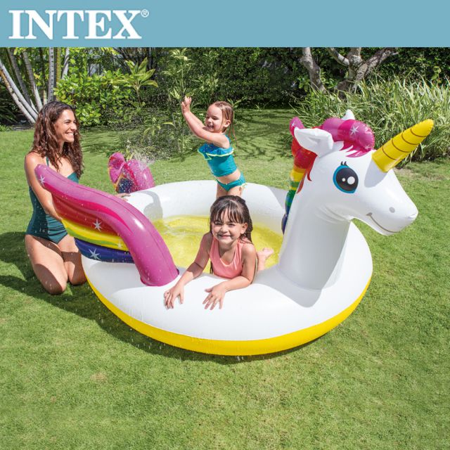 INTEX 獨角獸噴水戲水游泳池(272*193*104cm)(151L)適用2歲+(57441)（其他規格）