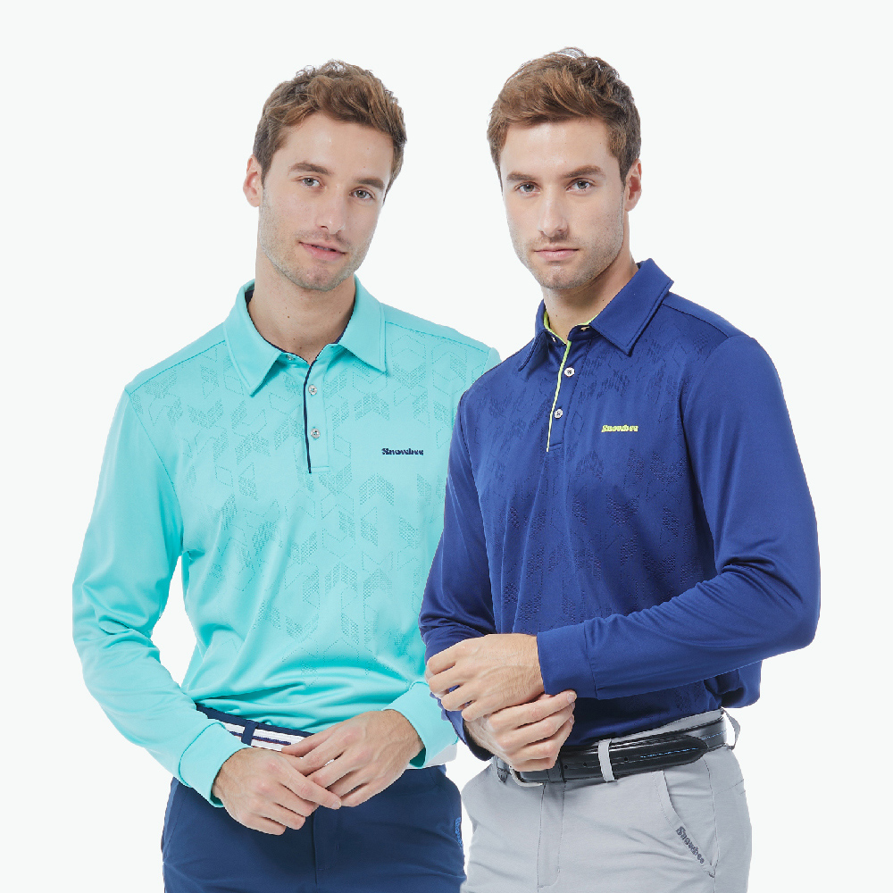 Snowbee 司諾比 【 golf 】男款提織浪花長袖Polo衫(吸濕排汗衫 高爾夫球衫 球衣)