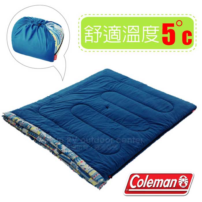 Coleman 2合1家庭睡袋/5度C/可機洗.可雙併.附收納袋.可當棉被.睡墊.適帳蓬露營.旅遊.登山.居家 /CM-27257