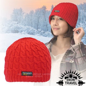 SNOW TRAVEL 雪之旅 台灣製造3M Thinsulate 頂級素面麻花彈性保暖羊毛帽_AR-18 大紅