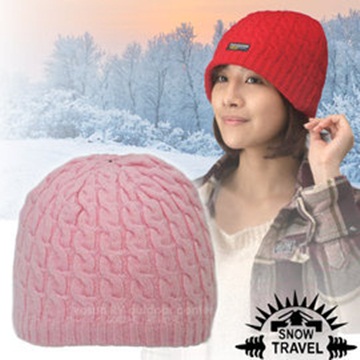 SNOW TRAVEL 雪之旅 台灣製造3M Thinsulate 頂級素面麻花彈性保暖羊毛帽_AR-18 粉紅