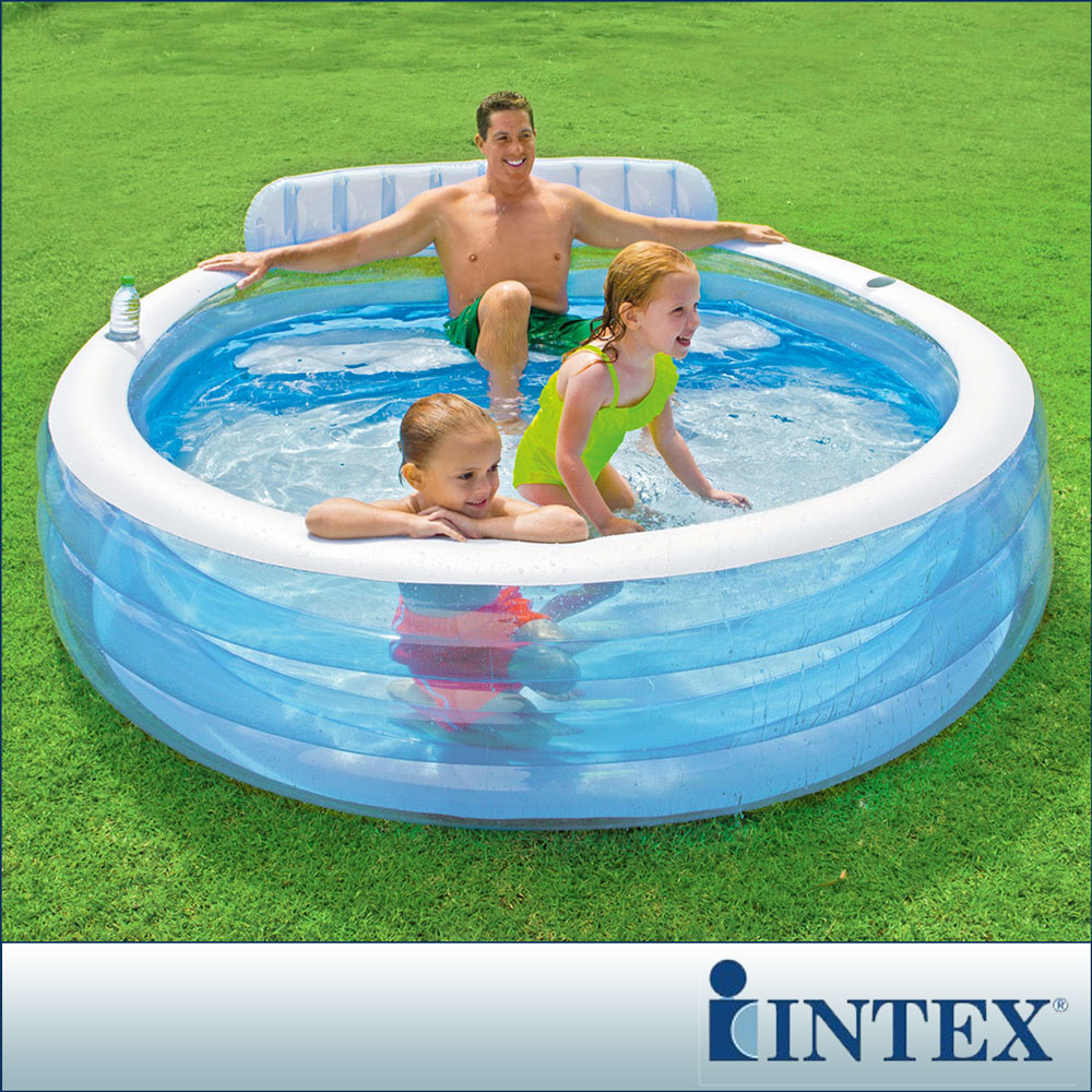 INTEX 圓型藍色有靠背游泳池 640L15120100 (57190)