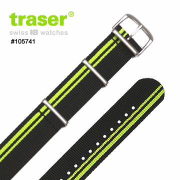 TRASER Textile_Strap_black green 尼龍織料錶帶#105741