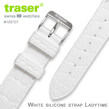 TRASER Silicone strap Ladytime白色矽膠錶帶#105707