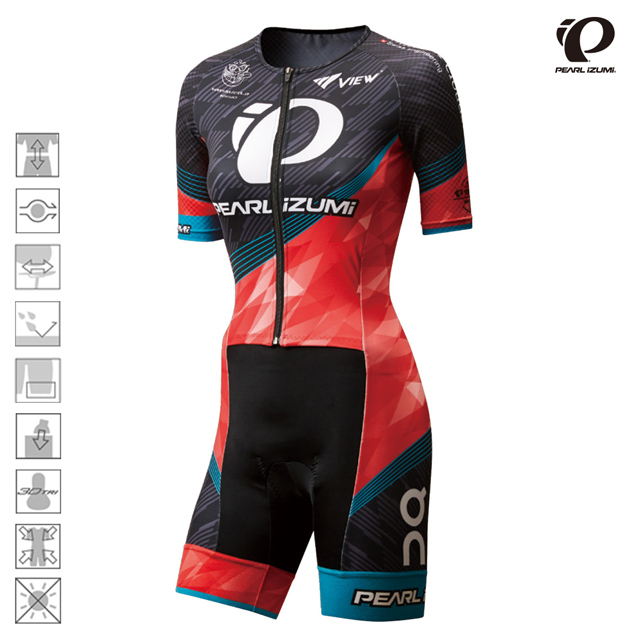 PEARL iZUMi 連身三鐵服-AIR TRI SUIT女版半袖套裝-橘紅