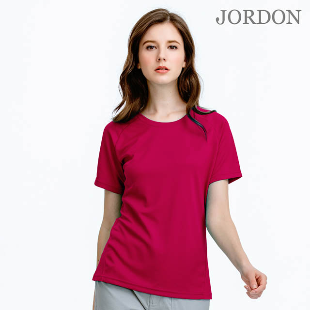 JORDON 橋登 吸濕排汗運動休閒圓領T恤 紅色