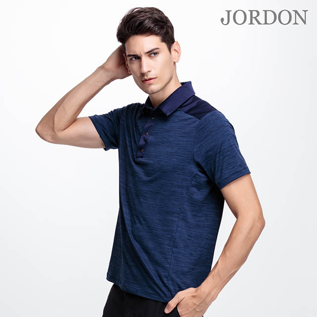 JORDON 橋登 吸濕排汗運動休閒POLO衫 丈青