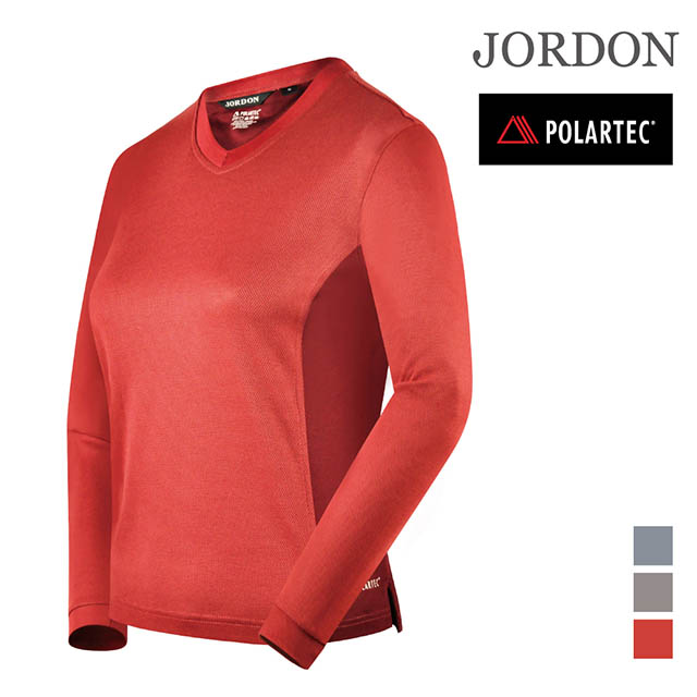 JORDON 橋登 POLARTEC 排汗快乾 彈性圓領機能長T #770 (灰色/紫色/紅色)