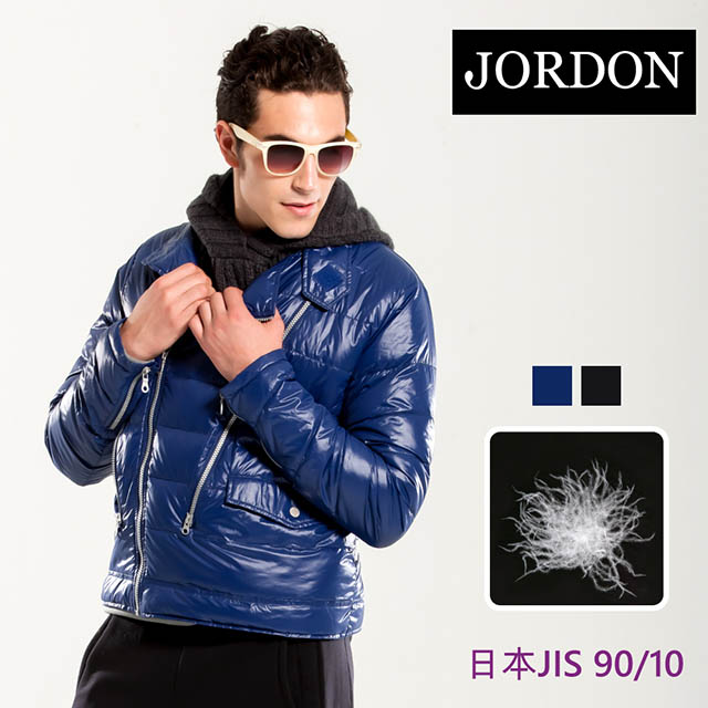 JORDON 橋登 立領輕量羽絨外套 #980 (黑色/藍色)