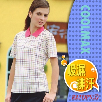 RATOPS 瑞多仕 【-】女款 COOLMAX 輕量透氣短袖印花POLO衫_DB7653 桃紅領 V1