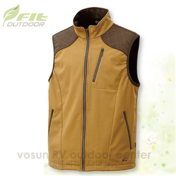 FIT 維特 男新款 Softshell抗風保暖背心 / 保暖.防風.質輕 / 淺駝色 EW1401