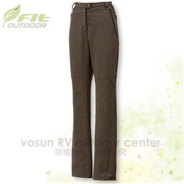 FIT 維特 女新款 彈性吸排抗靜電保暖長褲/吸濕排汗/淺駝色 EW2801