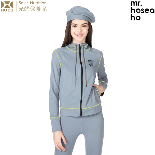 HOII 后益 MR.HOSEA HO 撞色風格連帽外套灰色 時尚機能防曬涼感抗UPF50抗UV