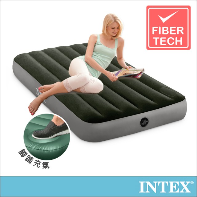 經典單人加大充氣床墊(fiber-tech)-內建腳踏幫浦-寬99cm(64761)