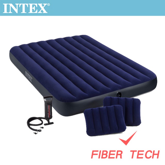 經典雙人加大(fiber-tech)充氣床墊-寬152cm-特惠組合(附手壓幫浦+枕頭*2)(64765)