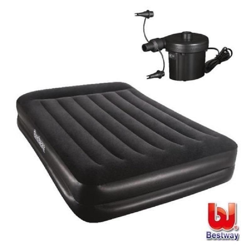 BESTWAY 尊爵黑雙人絨面加高充氣床組 附打氣機 67344