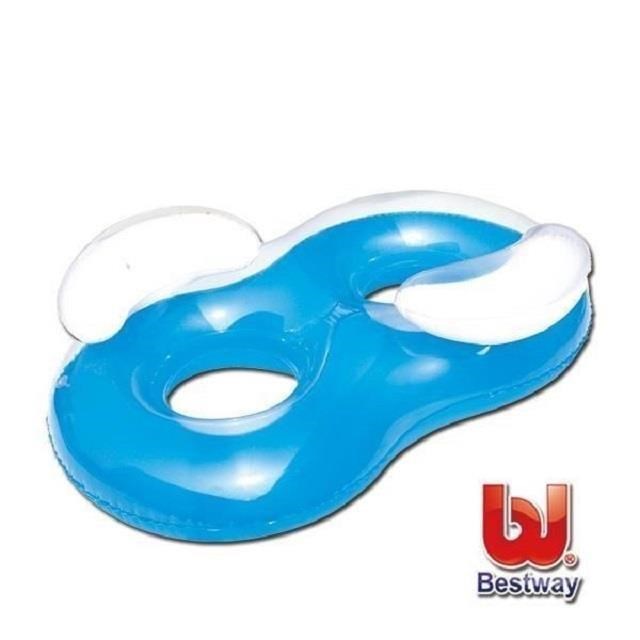 BESTWAY 加大雙人靠背浮排/8字泳圈/漂浮船/藍