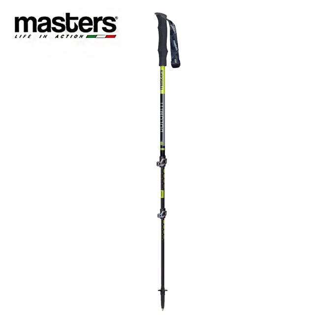 masters 義大利 Dolomiti Alu 輕量蝶式快拆登山杖 黑/綠 1入
