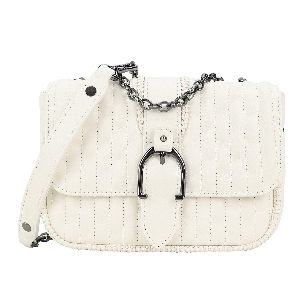Longchamp AMAZONE 系列鍊帶荷蓬斜背包(迷你/白)