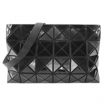 ISSEY MIYAKE 三宅一生 BAOBAO幾何亮面方格4x6斜背包(黑)