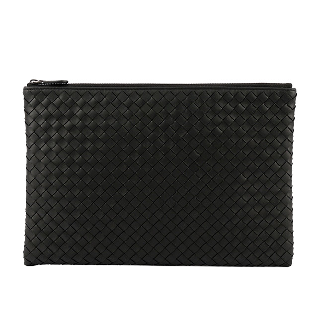 BOTTEGA VENETA 寶緹嘉 編織羊皮大款手拿包/收納包(黑色) 522430 V001N 1000