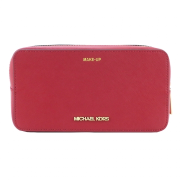 Michael Kors JET SET TRAVEL 素面防刮雙層萬用包-大/紅