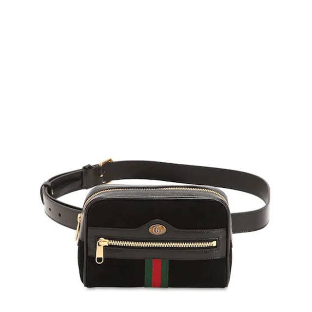 GUCCI 古馳 GG Supreme 經典Ophidia 絨面 腰包肩背/胸背包 腰包 黑色 85公分