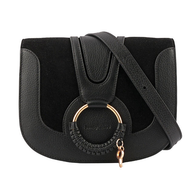 See by Chloe HANA bag 小型麂皮皮革斜背包(黑色) CHS18AS896417 001