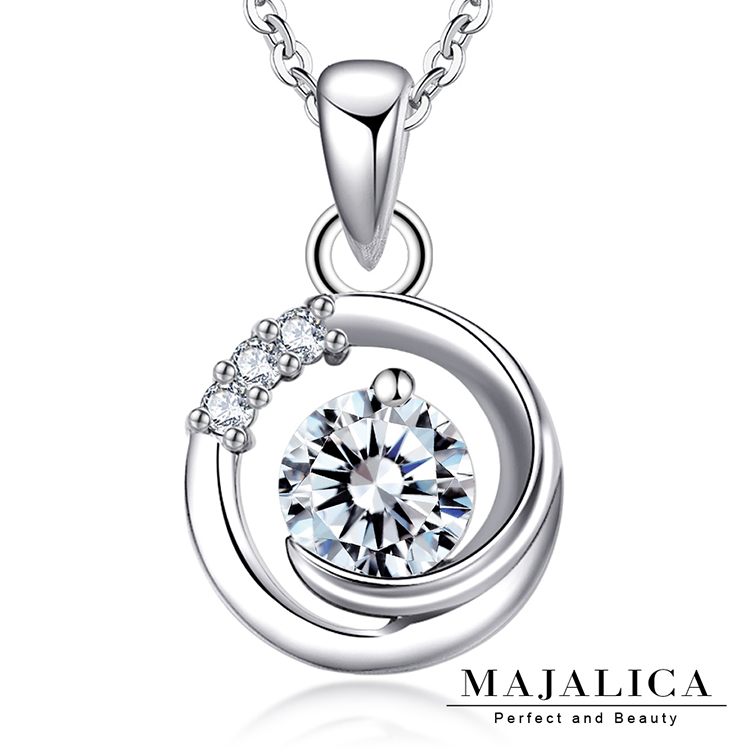 Majalica 純銀項鍊.滿月星空.擬真鑽.淑女款.PN6036