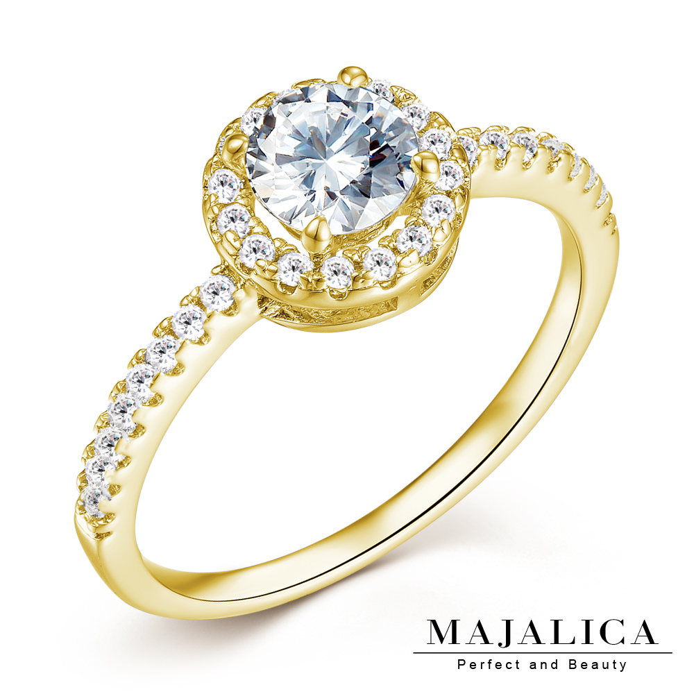 Majalica 純銀戒指 奢華滿鑽 925純銀尾戒 精鍍黃K金 金色款  單個價格 PR6053-2