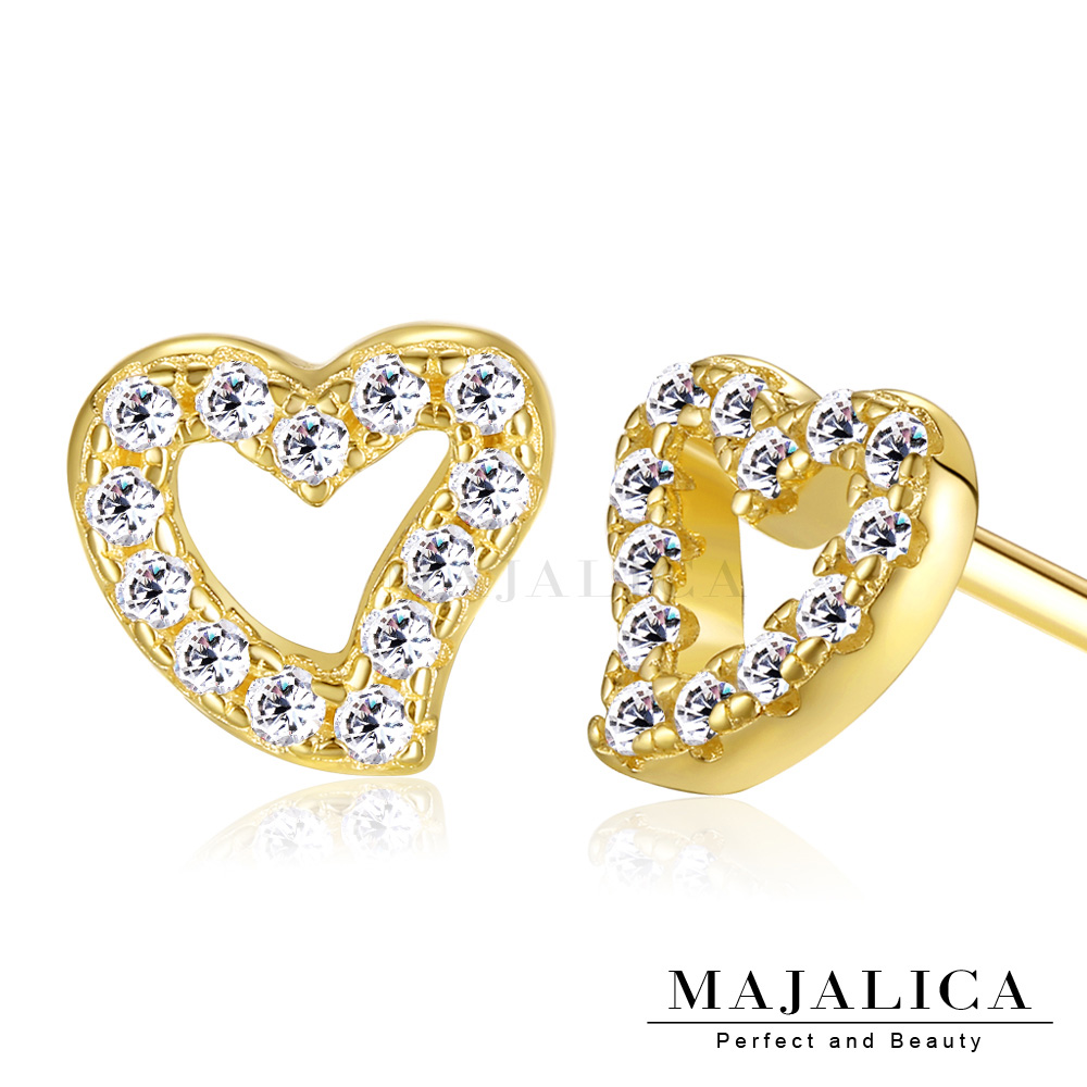 Majalica 心吻 迷你愛心 925純銀貼耳耳環 共3色 一對價格 PF5027